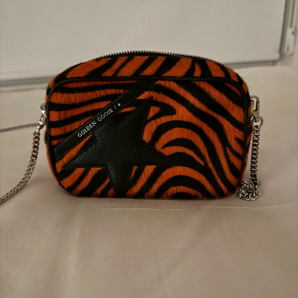Golden Goose Orange and Black Zebra Print Star Crossbody Bag - Picture 4 of 7